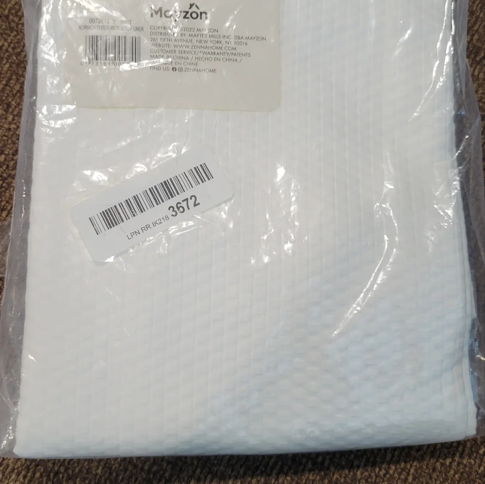 New Maytex Norwich Textured Fabric Shower Curtain or Liner, White 72.00